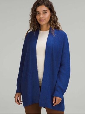 Lululemon Merino Wool Blend ribbed long wrap sweater - Heathered Psychic